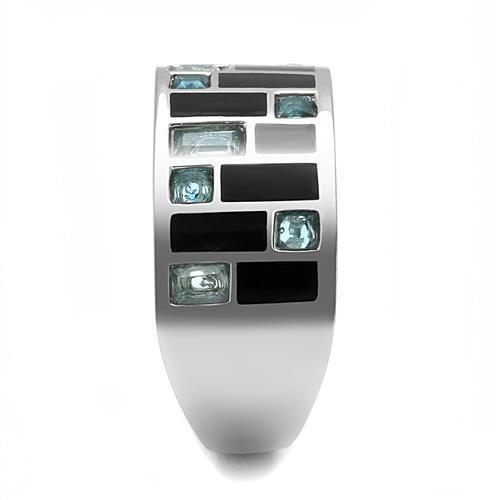 TK3175 - Stainless Steel Ring High polished (no plating) Women Synthetic Sea Blue