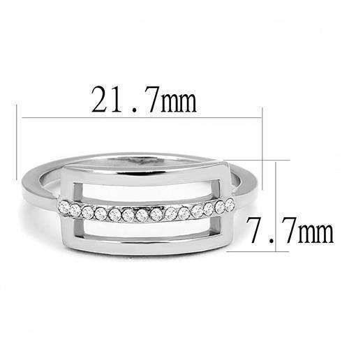 TK3177 - Stainless Steel Ring High polished (no plating) Women AAA Grade CZ Clear