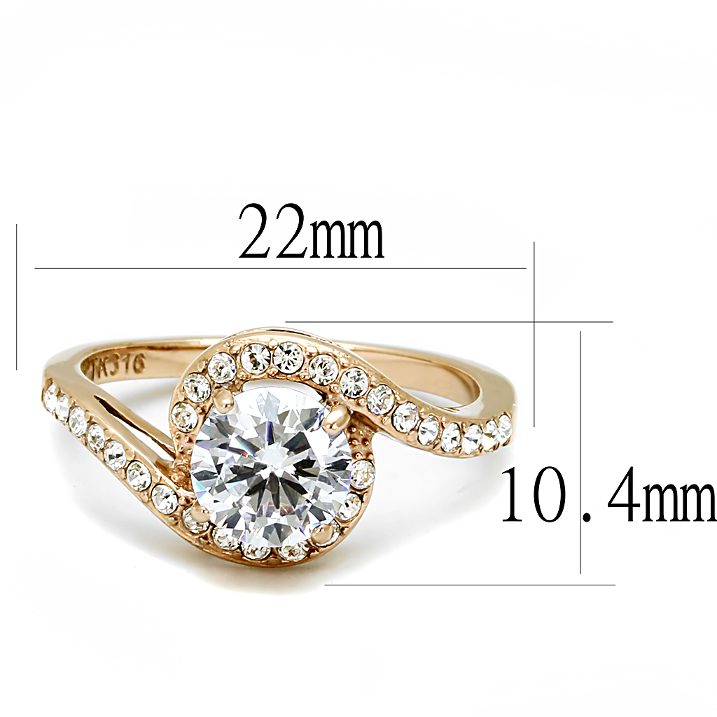 TK3178 - Stainless Steel Ring IP Rose Gold(Ion Plating) Women AAA Grade CZ Clear