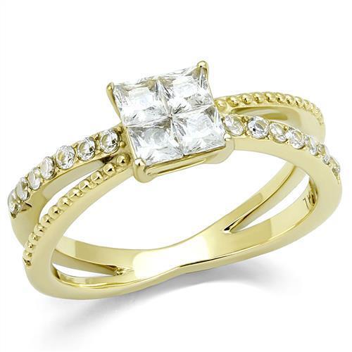 TK3181 - Stainless Steel Ring IP Gold(Ion Plating) Women AAA Grade CZ Clear