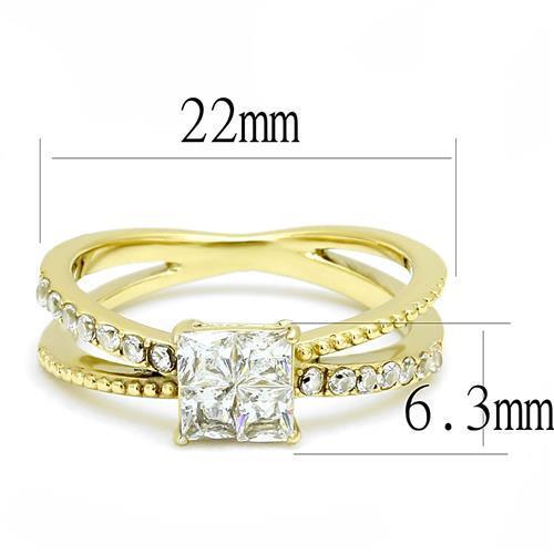 TK3181 - Stainless Steel Ring IP Gold(Ion Plating) Women AAA Grade CZ Clear