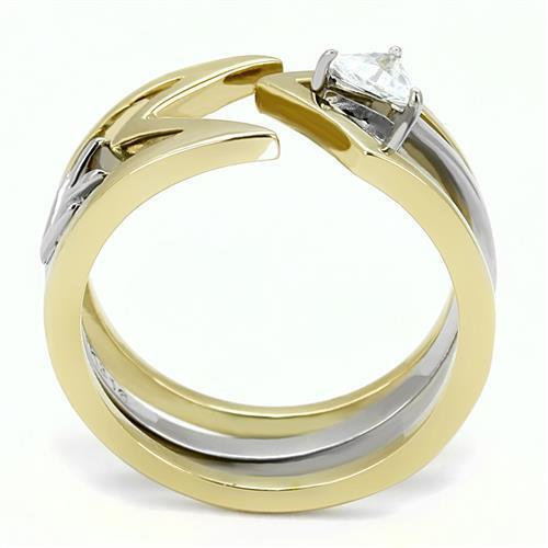 TK3183 - Stainless Steel Ring Two-Tone IP Gold (Ion Plating) Women AAA Grade CZ Clear