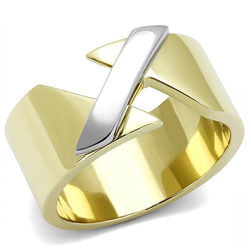 TK3184 - Stainless Steel Ring Two-Tone IP Gold (Ion Plating) Women No Stone No Stone