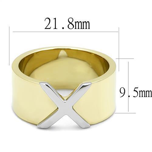 TK3185 - Stainless Steel Ring Two-Tone IP Gold (Ion Plating) Women No Stone No Stone