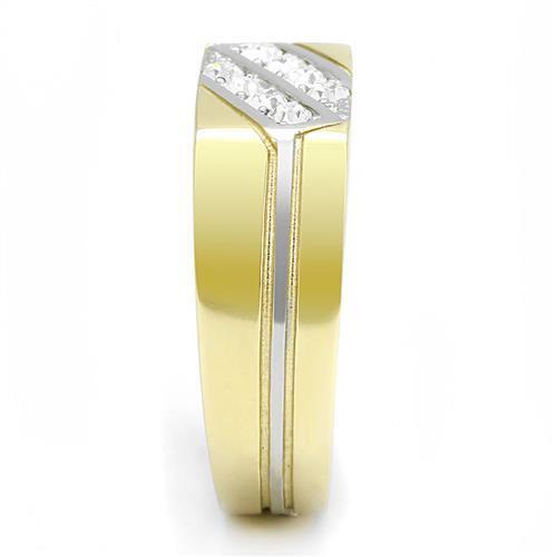 TK3186 - Stainless Steel Ring Two-Tone IP Gold (Ion Plating) Men Top Grade Crystal Clear