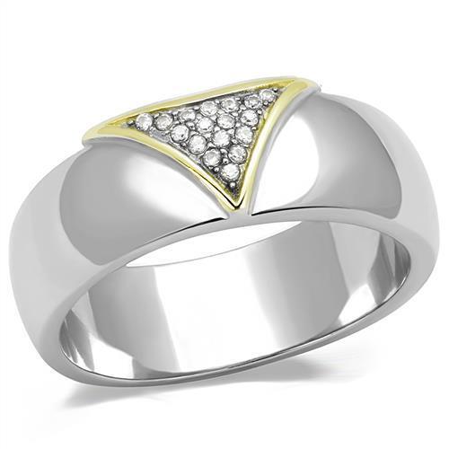 TK3187 - Stainless Steel Ring Two-Tone IP Gold (Ion Plating) Men AAA Grade CZ Clear