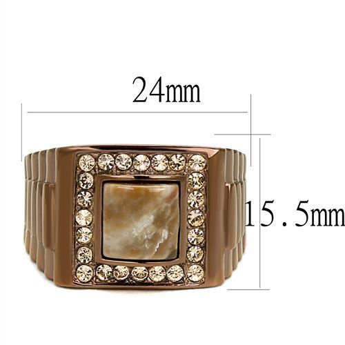 TK3190 - Stainless Steel Ring IP Coffee light Men Semi-Precious Brown