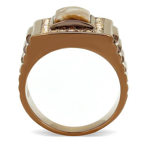 TK3190 - Stainless Steel Ring IP Coffee light Men Semi-Precious Brown