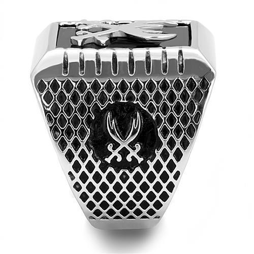 TK3191 - Stainless Steel Ring High polished (no plating) Men Semi-Precious Jet