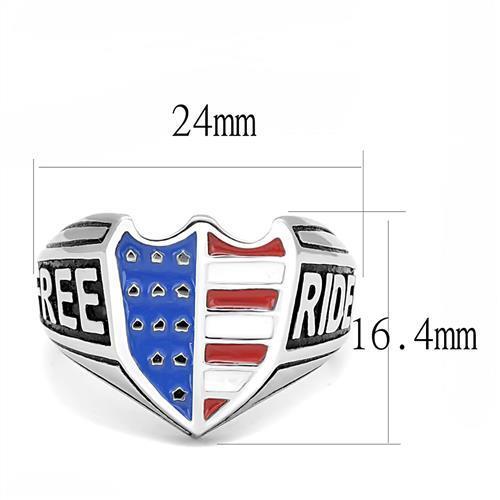 TK3192 - Stainless Steel Ring High polished (no plating) Men Epoxy Multi Color