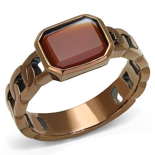 TK3193 - Stainless Steel Ring IP Coffee light Women Semi-Precious Siam