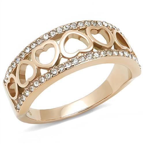 TK3194 - Stainless Steel Ring IP Rose Gold(Ion Plating) Women Top Grade Crystal Clear