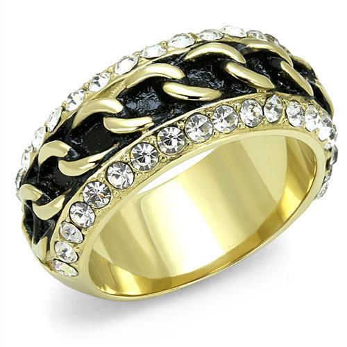 TK3196 - Stainless Steel Ring IP Gold(Ion Plating) Women Top Grade Crystal Clear