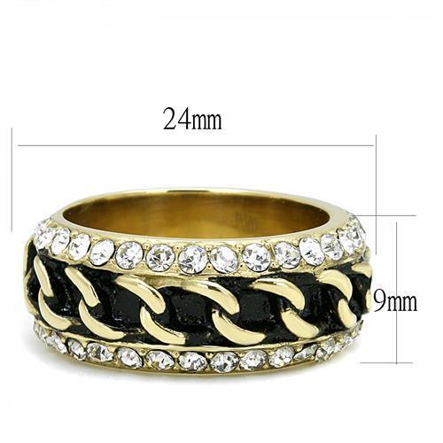 TK3196 - Stainless Steel Ring IP Gold(Ion Plating) Women Top Grade Crystal Clear