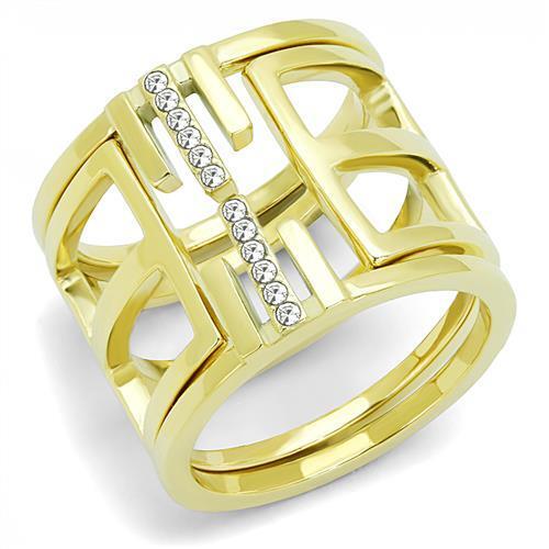 TK3198 - Stainless Steel Ring IP Gold(Ion Plating) Women Top Grade Crystal Clear