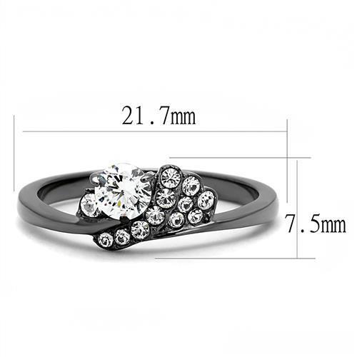 TK3203 - Stainless Steel Ring IP Light Black  (IP Gun) Women AAA Grade CZ Clear