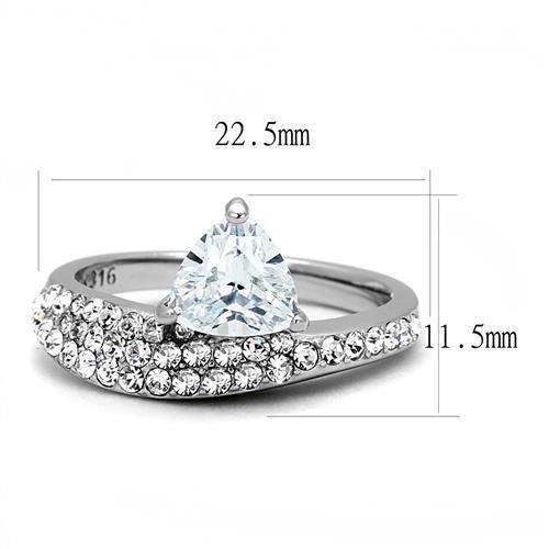 TK3207 - Stainless Steel Ring High polished (no plating) Women AAA Grade CZ Clear