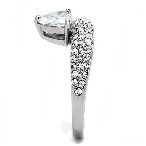 TK3207 - Stainless Steel Ring High polished (no plating) Women AAA Grade CZ Clear