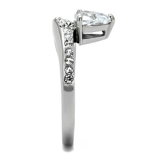 TK3207 - Stainless Steel Ring High polished (no plating) Women AAA Grade CZ Clear