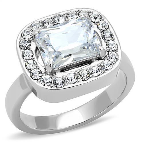 TK3209 - Stainless Steel Ring High polished (no plating) Women AAA Grade CZ Clear