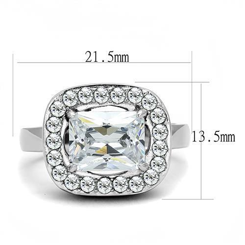 TK3209 - Stainless Steel Ring High polished (no plating) Women AAA Grade CZ Clear