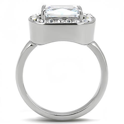 TK3209 - Stainless Steel Ring High polished (no plating) Women AAA Grade CZ Clear