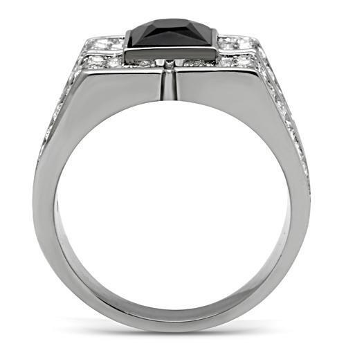 TK320 - Stainless Steel Ring High polished (no plating) Men Synthetic Jet