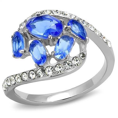 TK3211 - Stainless Steel Ring High polished (no plating) Women Synthetic Sapphire