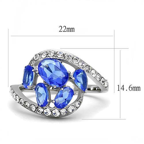 TK3211 - Stainless Steel Ring High polished (no plating) Women Synthetic Sapphire