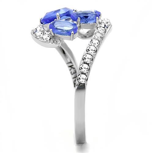 TK3211 - Stainless Steel Ring High polished (no plating) Women Synthetic Sapphire