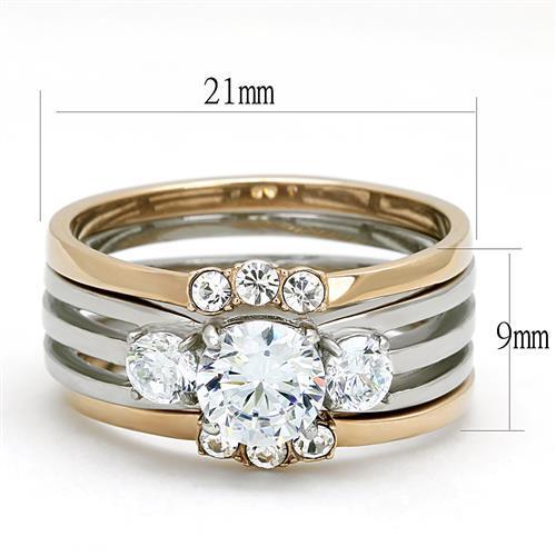 TK3212 - Stainless Steel Ring Two-Tone IP Rose Gold Women AAA Grade CZ Clear