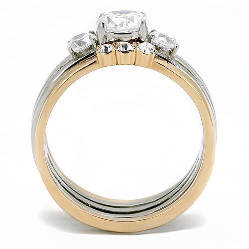 TK3212 - Stainless Steel Ring Two-Tone IP Rose Gold Women AAA Grade CZ Clear