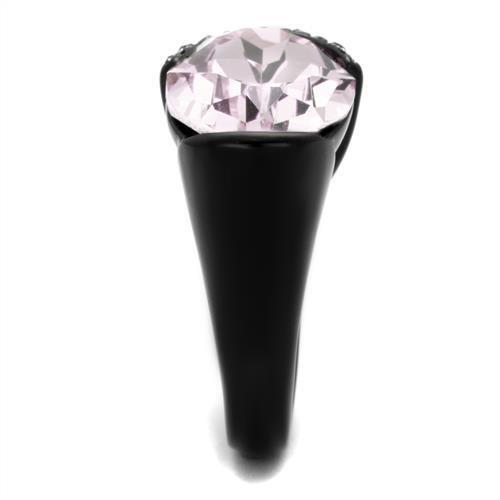 TK3213 - Stainless Steel Ring IP Black(Ion Plating) Women Top Grade Crystal Light Amethyst