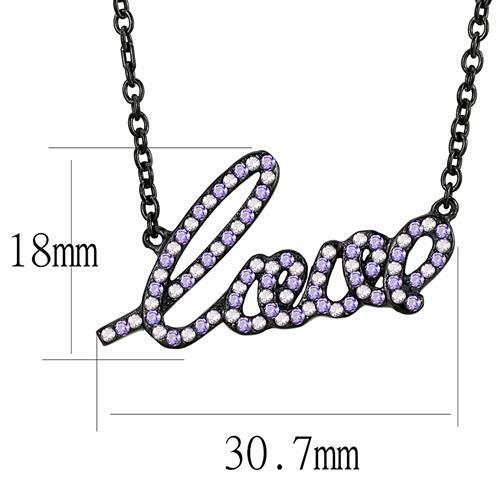 TK3218 - Stainless Steel Chain Pendant IP Black(Ion Plating) Women AAA Grade CZ Multi Color