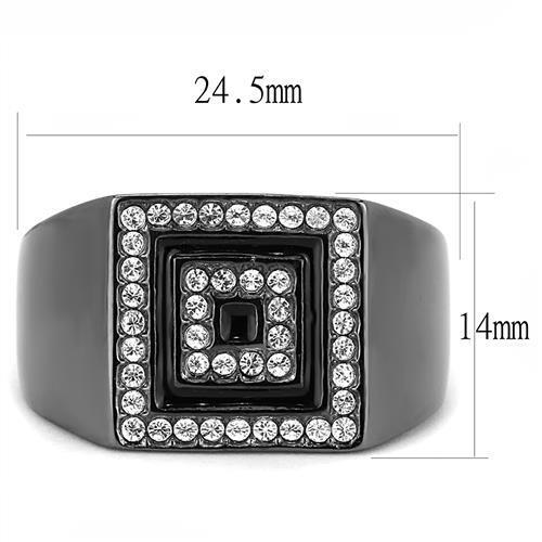 TK3220 - Stainless Steel Ring IP Light Black  (IP Gun) Men Top Grade Crystal Clear