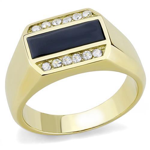 TK3222 - Stainless Steel Ring IP Gold(Ion Plating) Men AAA Grade CZ Clear