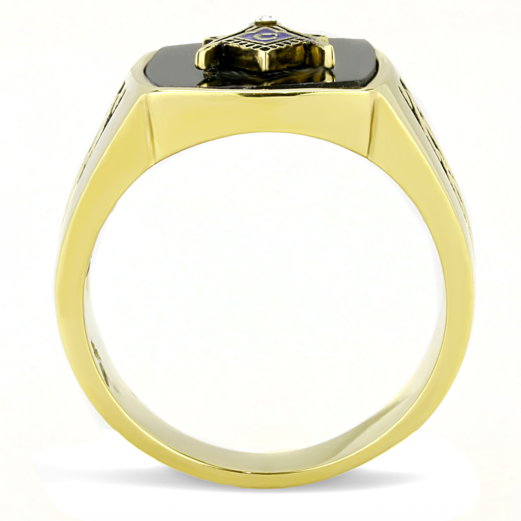 TK3223 - Stainless Steel Ring IP Gold(Ion Plating) Men Synthetic Jet