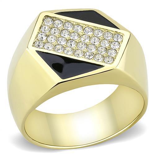 TK3224 - Stainless Steel Ring IP Gold(Ion Plating) Men Top Grade Crystal Clear