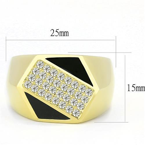 TK3224 - Stainless Steel Ring IP Gold(Ion Plating) Men Top Grade Crystal Clear