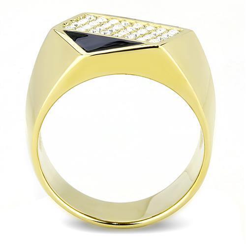 TK3224 - Stainless Steel Ring IP Gold(Ion Plating) Men Top Grade Crystal Clear