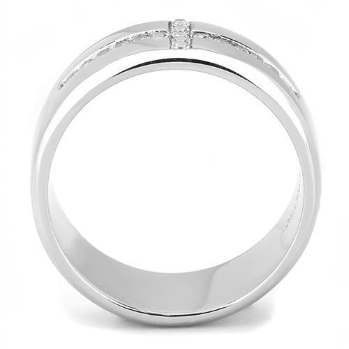 TK3225 - Stainless Steel Ring High polished (no plating) Men AAA Grade CZ Clear