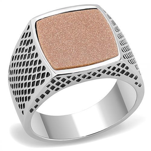 TK3228 - Stainless Steel Ring High polished (no plating) Men Semi-Precious Siam