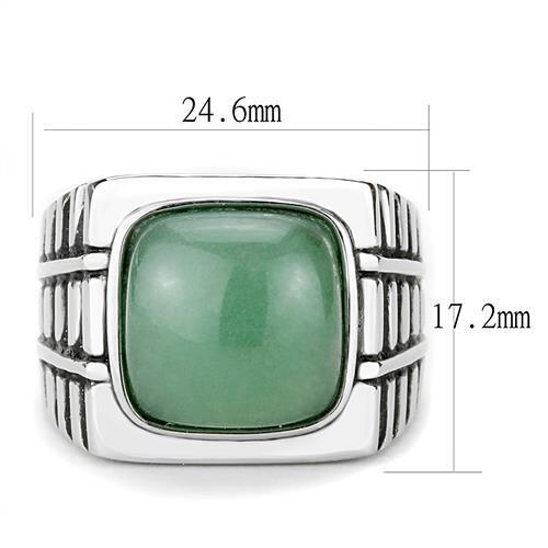 TK3229 - Stainless Steel Ring High polished (no plating) Men Synthetic Emerald