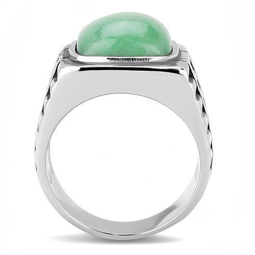 TK3229 - Stainless Steel Ring High polished (no plating) Men Synthetic Emerald