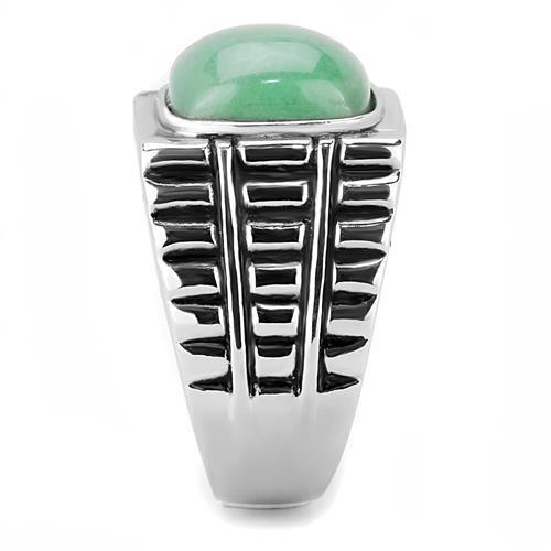 TK3229 - Stainless Steel Ring High polished (no plating) Men Synthetic Emerald