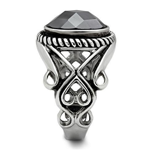 TK322 - Stainless Steel Ring High polished (no plating) Men AAA Grade CZ Black Diamond