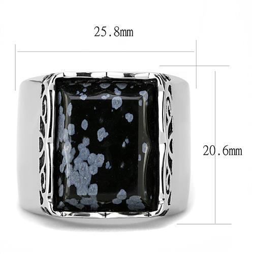 TK3230 - Stainless Steel Ring High polished (no plating) Men Semi-Precious Jet