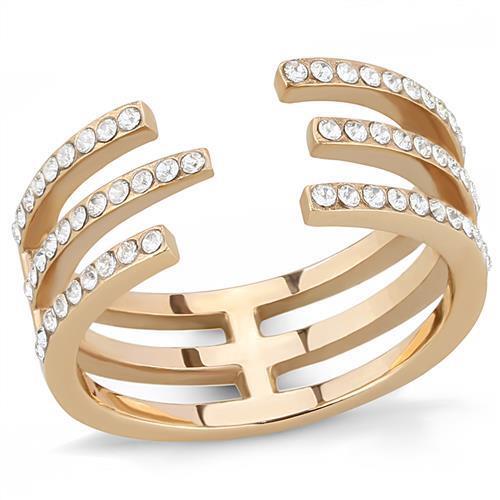 TK3236 - Stainless Steel Ring IP Rose Gold(Ion Plating) Women Top Grade Crystal Clear