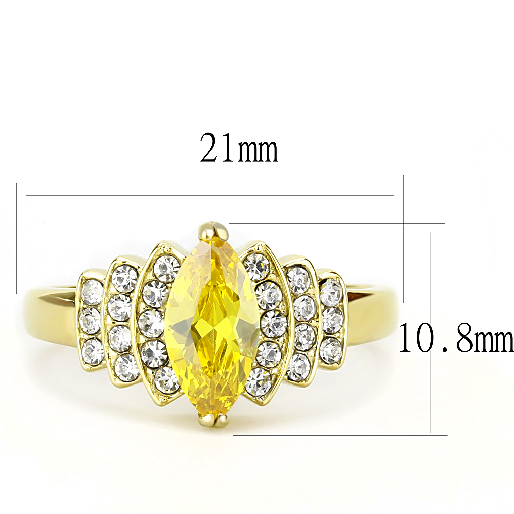 TK3239 - Stainless Steel Ring IP Gold(Ion Plating) Women AAA Grade CZ Topaz