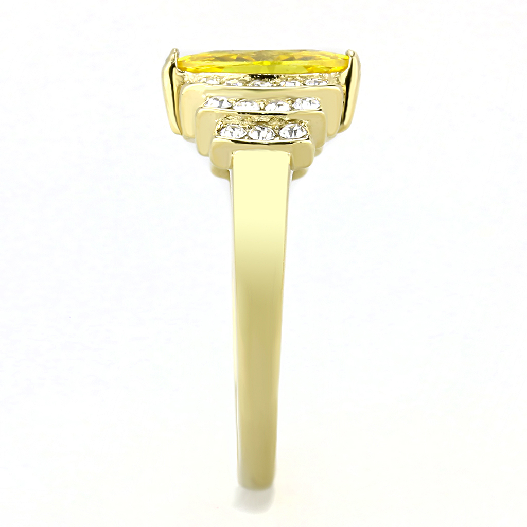 TK3239 - Stainless Steel Ring IP Gold(Ion Plating) Women AAA Grade CZ Topaz